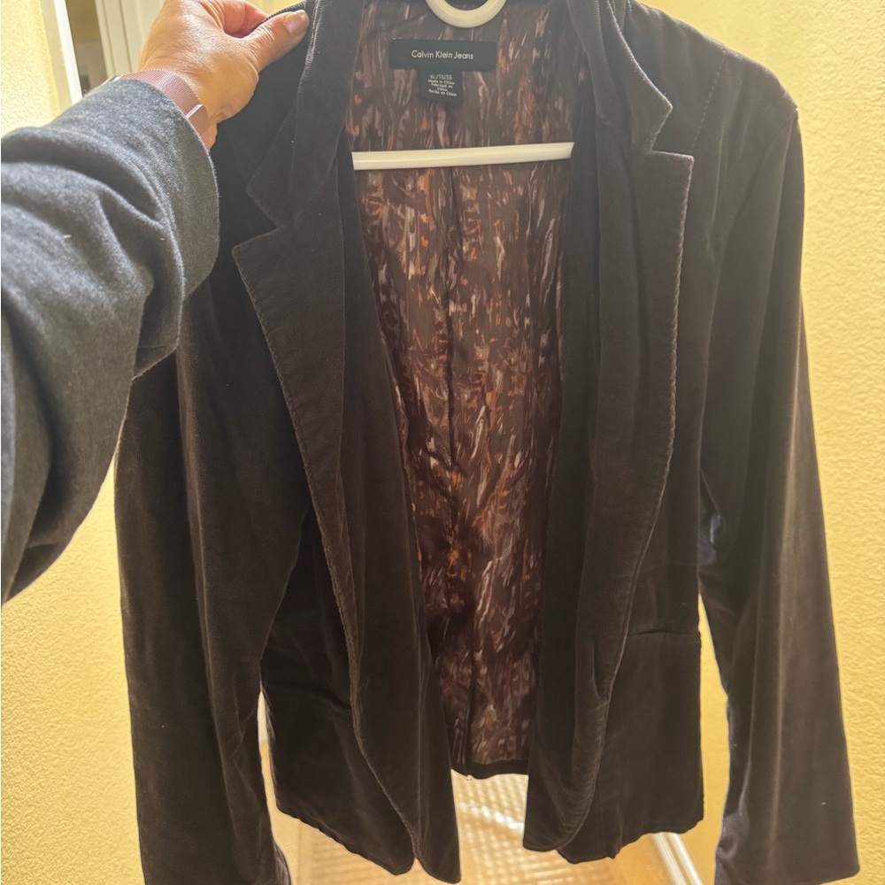 Calvin Klein Jeans Corduroy Lined Jacket Blazer Rich Black Stretch Size XL - Picture 5 of 5